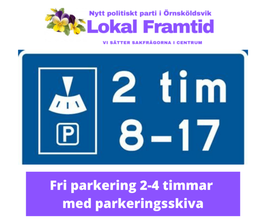 Fri parkering i Örnsköldsvik med parkeringsskiva